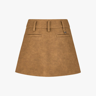 Suede Bonded Skirt (Brown)