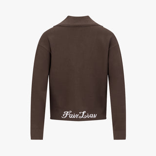 Back Logo Jacquard Cardigan (Brown)