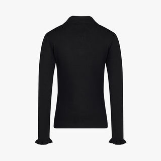 Flat Collar Open Pointed Knit (Black)