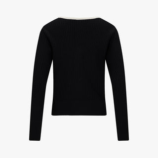 Open Collar Cable Cardigan (Black)