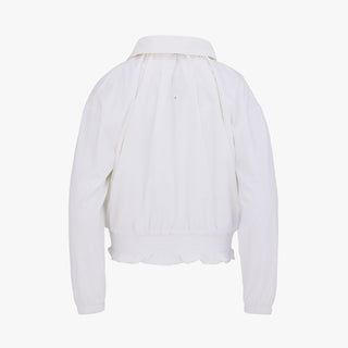 Ruffled Hem Zipup Jumper (White)