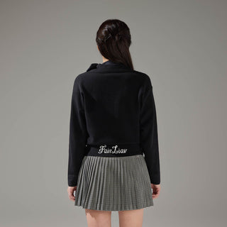 Back Logo Jacquard Cardigan (Black)