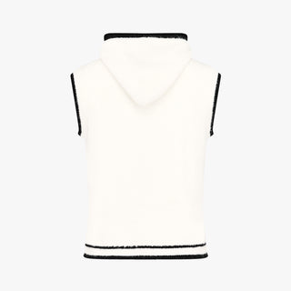 Hooded Windproof Knit Vest (Ivory)