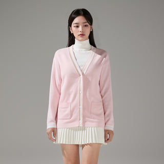 Pearl Logo Flared Pleats Skirt (Ivory)
