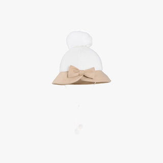 Back Ribbon Fur Hat (Beige)