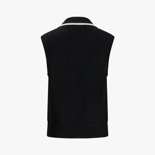Double Button Windproof Knit Vest (Black)