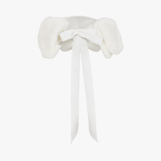 Velvet Visor with Ribbon (Ivory)