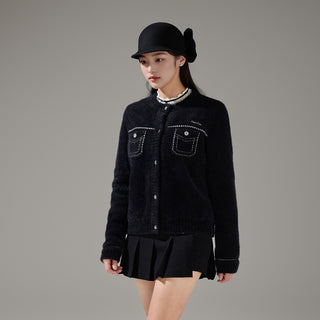 Stitch Windproof Cardigan (Black)