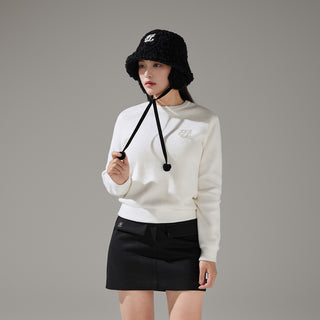 Fluffy Pearl Logo Windproof Knit (Ivory)
