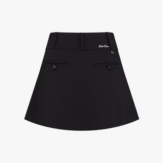 Front Pleats A-line Skirt (Black)