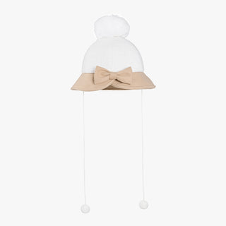 Back Ribbon Fur Hat (Beige)