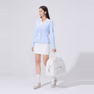 Eyelet Peplum Cardigan (Blue)