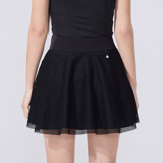 Mesh Double Flare Skirt (Black)