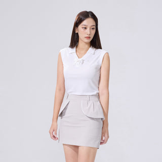 Pearl Ribbon Sleeveless T-Shirt (White)