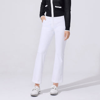 Back-slit Ribbon Semi-bootscut Pants (White)