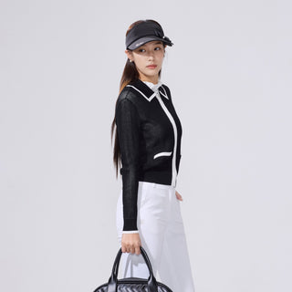 Zip-up Cool Mesh Cardigan (Black)