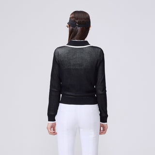Zip-up Cool Mesh Cardigan (Black)