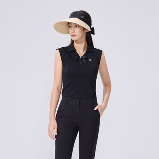 Pearl Ribbon Sleeveless T-Shirt (Black)