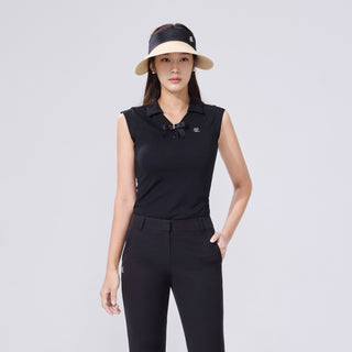 Pearl Ribbon Sleeveless T-Shirt (Black)