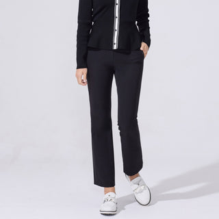 Back-slit Ribbon Semi-bootscut Pants (Black)