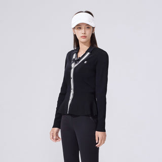 Eyelet Peplum Cardigan (Black)