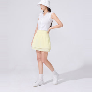 Frill V-neck sleeveless T-shirt (White)