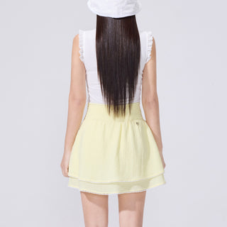 Frill V-neck sleeveless T-shirt (White)