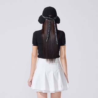 Lace Collar Puff Sleeve T-Shirt (Black)