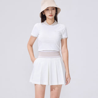 Lace Collar Puff Sleeve T-Shirt (Black)