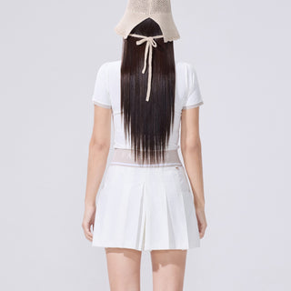 Petit Collar Logo Jacquard  T-Shirt (White)