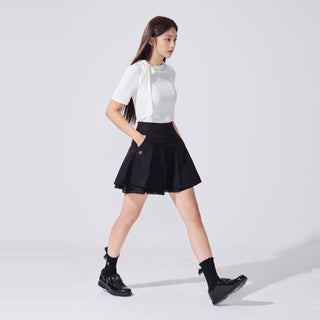 Lace Double Flare Skirt (Black)