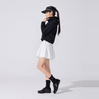 Lace Collar Puff Sleeve T-Shirt (Black)