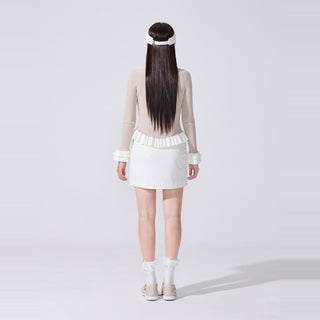 Lace Pearl Organza Visor (White)