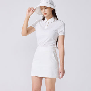 Lace Collar Puff Sleeve T-Shirt (White)
