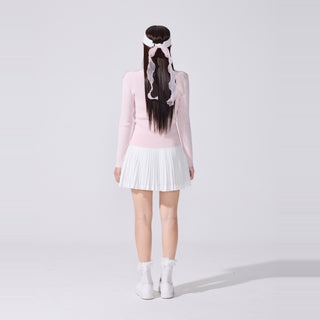Lace Flare Pleated Skirt (White)