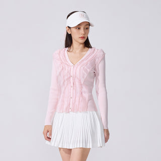 Organza V-neck cardigan (Coral)