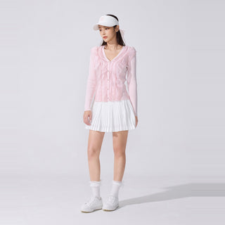Lace Flare Pleated Skirt (White)