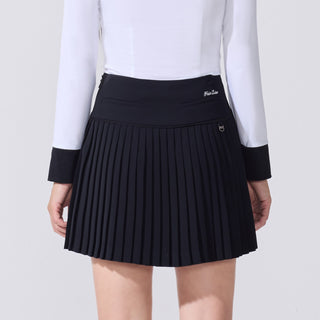 Crochet Flare Pleated Skirt (Black)
