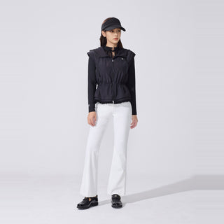 Sheer Shirring High Neck T-Shirt (Black)