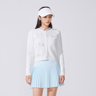 Sheer Shirring High Neck T-Shirt (White)