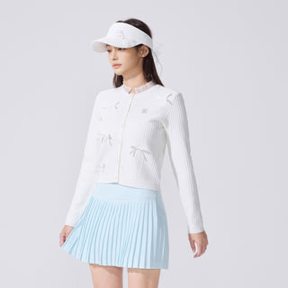 Sheer Shirring High Neck T-Shirt (White)