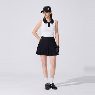 Crochet Collar Sleeveless Knit (White)
