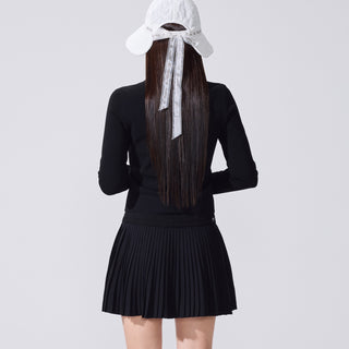 Sheer Shirring High Neck T-Shirt (White)