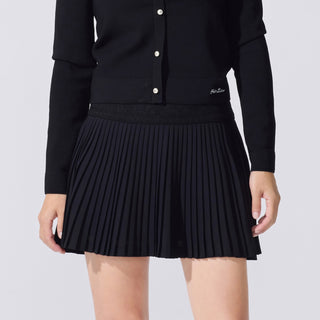 Lace Flare Pleated Skirt (Black)