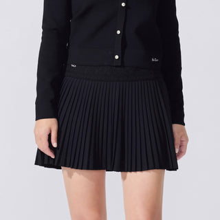 Lace Flare Pleated Skirt (Black)