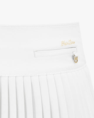 Fair Liar Signature Flared Pleated Skirt (White)